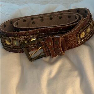 Brown Studded Leather Belt women/medium